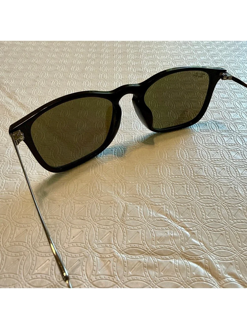 Ray-Ban RB4187F Chris Sunglasses Black Frame Blue Green Mirror Lenses